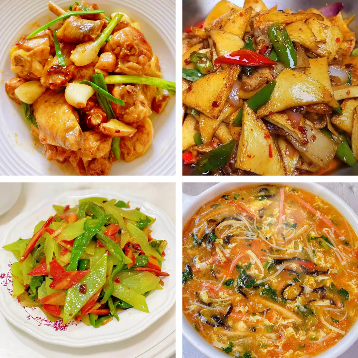 9月9日周三(A餐)无辣不欢:姜葱炒走地鸡 干锅五花肉千叶豆腐🌶️ 莴笋炒青红椒 酸辣汤