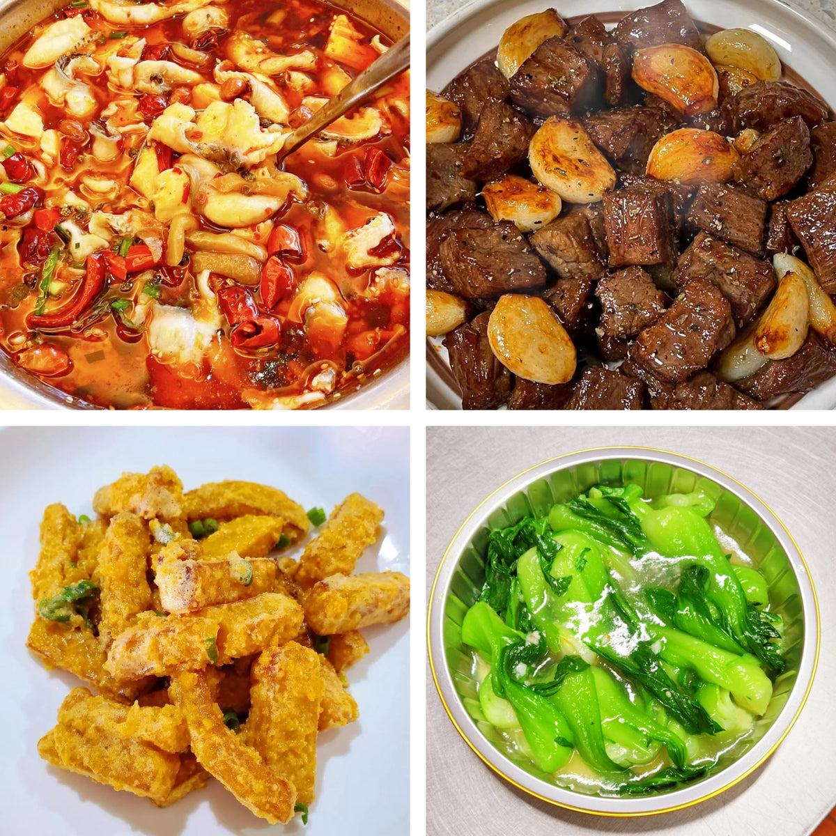 10月12日周一(A餐)无辣不欢:豆花鱼片🌶️ 黑椒牛仔粒 金沙南瓜 蒜香青江菜苗