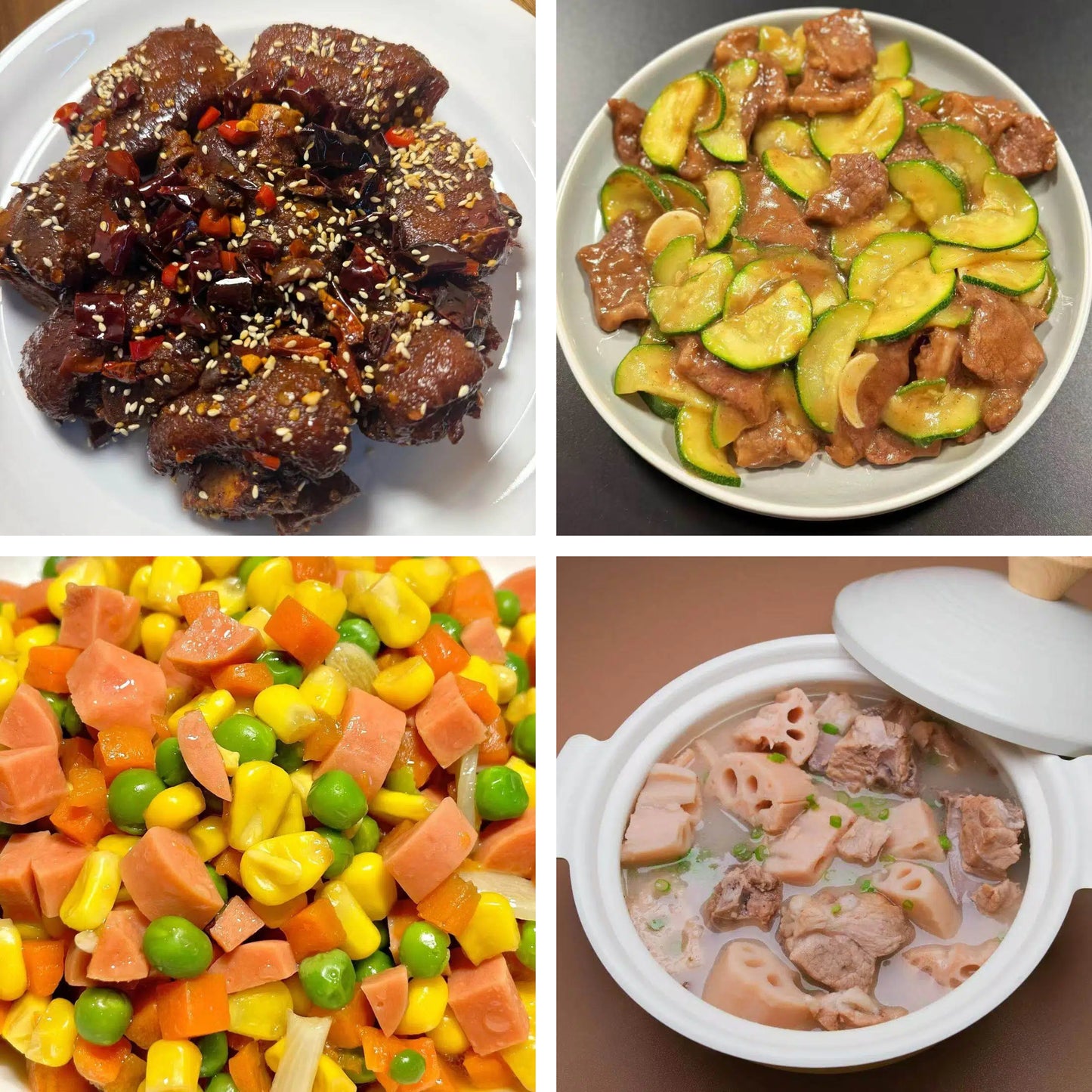 10月22日周三(A餐)无辣不欢:香辣美容蹄🌶️ 西葫芦炒肉片 什锦玉米粒 排骨莲藕汤