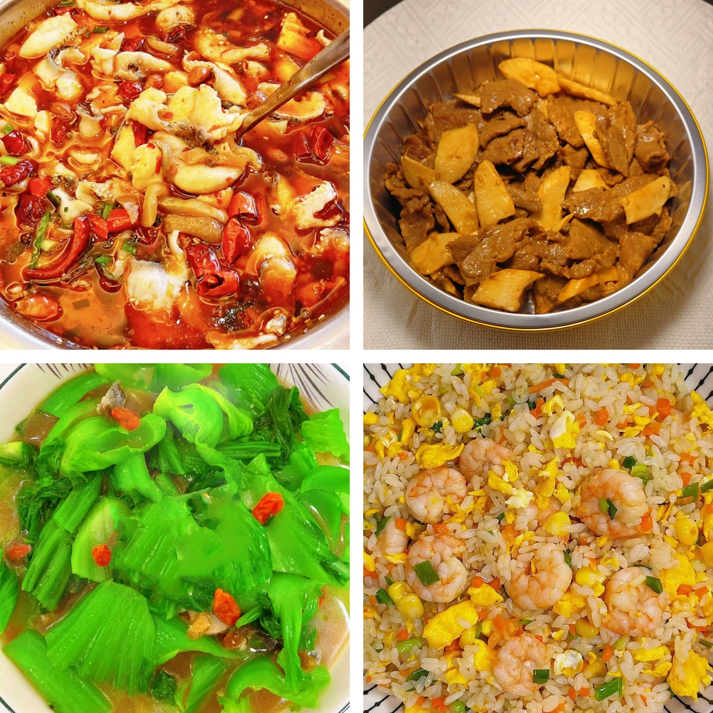 8月10日周一(A餐)无辣不欢:豆花鱼片🌶️ 菌菇炒牛肉 上汤煲淋芥菜心 虾仁腊肠炒饭