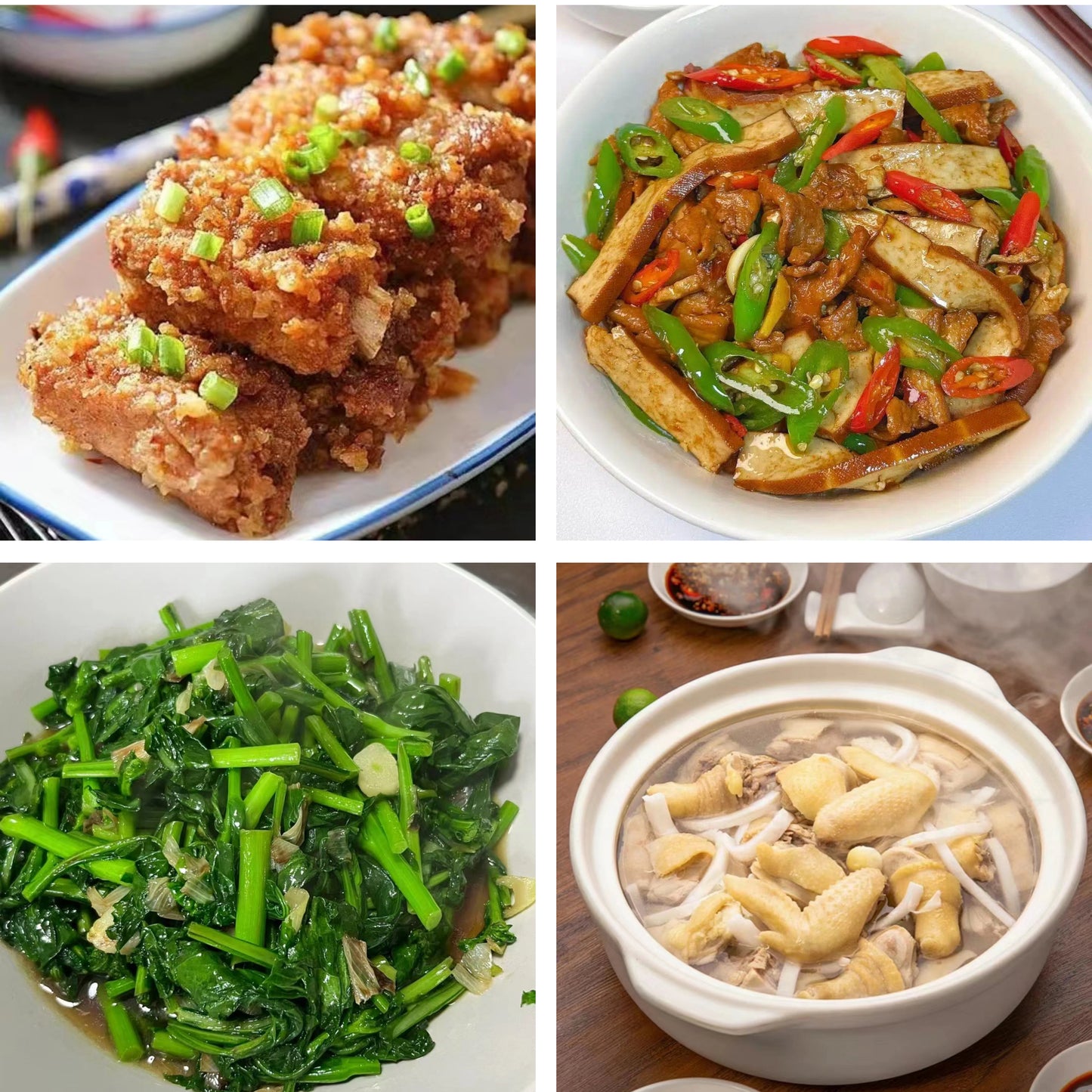 6月2日周二(A餐)无辣不欢:粉蒸排骨 香干炒肉丝🌶️ 蒜香青江菜 海南椰子鸡汤