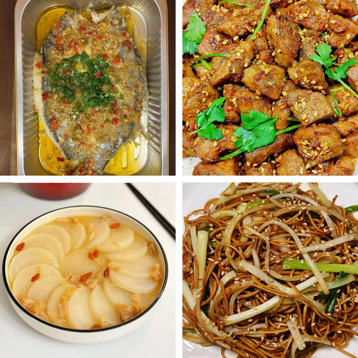 11月3日周二(A餐)无辣不欢:泰式蒸鲈鱼(酸🌶️) 孜然羊肉粒 鸡汤萝卜 豉油皇炒面