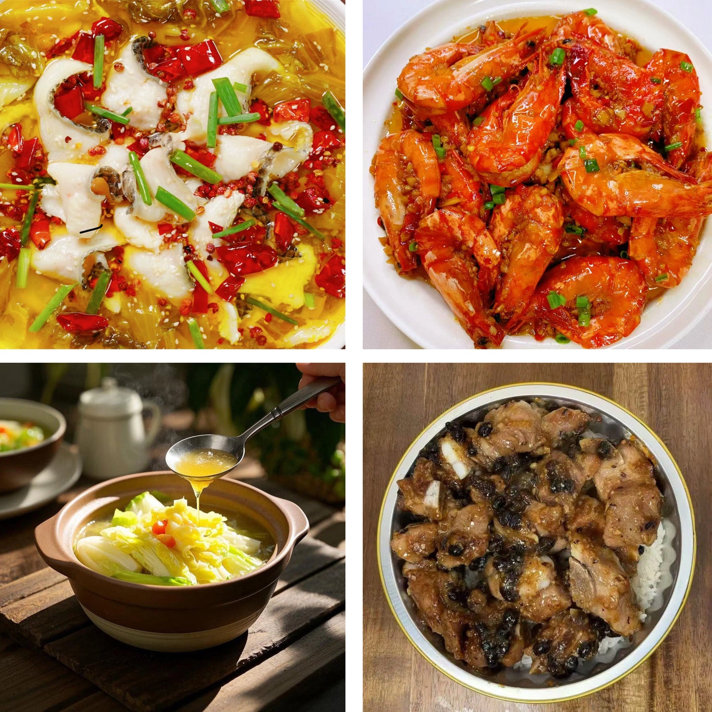 12月12日周五(A餐)无辣不欢:酸菜鱼🌶️ 蒜香大虾 上汤娃娃菜 排骨钵仔饭(2钵)