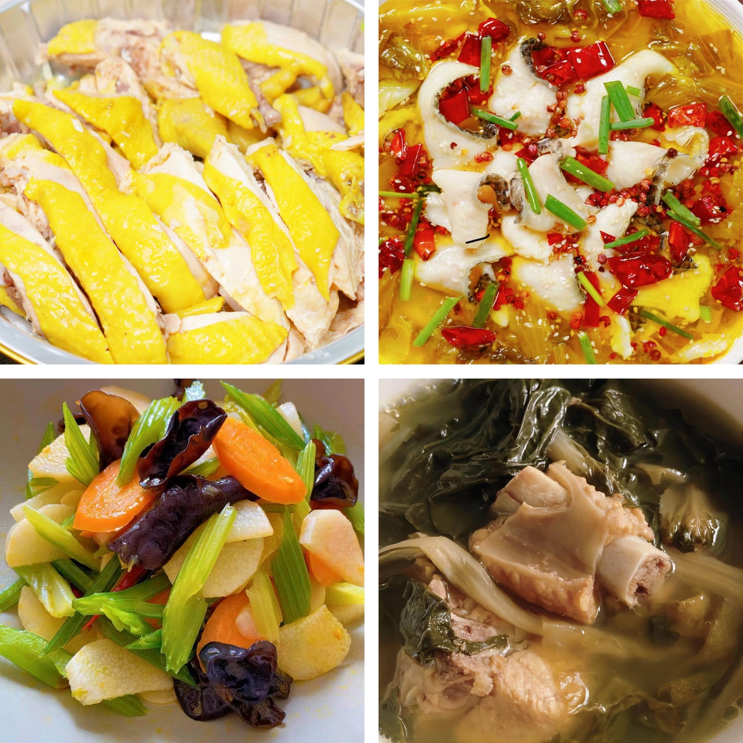 2月20日周五(A餐)无辣不欢:广东白切鸡 酸菜鱼🌶️ 西芹炒山药 白菜干煲猪骨汤