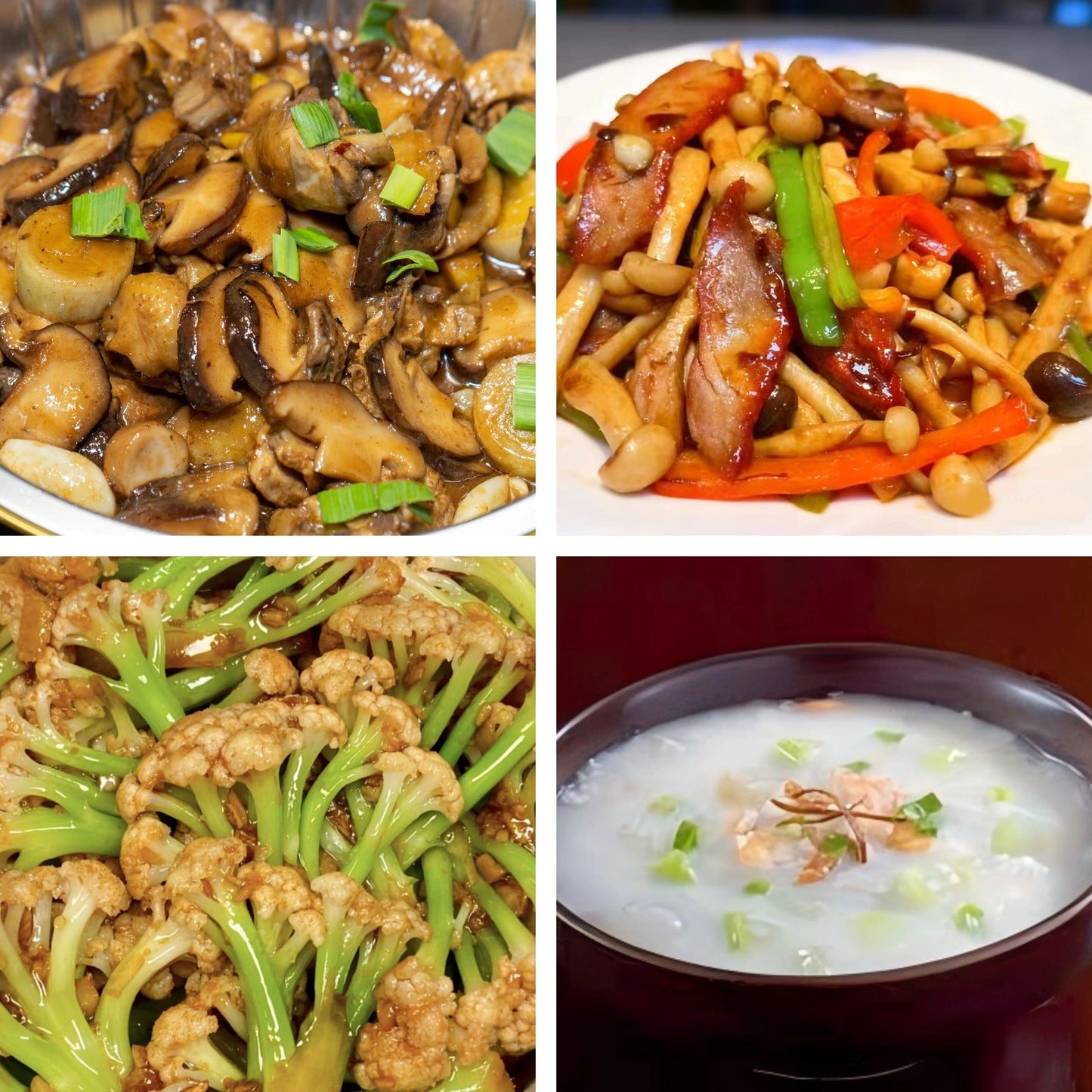 7月30日周四(A餐)无辣不欢:小鸡炖蘑菇 XO酱叉烧炒杂菌 蒜香花菜 鱼蓉粥