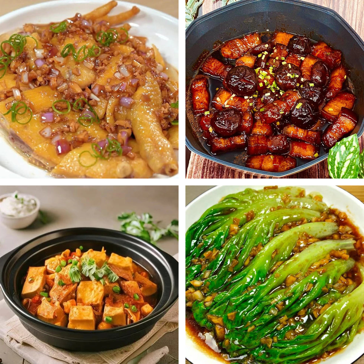 11月4日周三(B餐)家乡菜:红葱油淋鸡 五花腩焖香菇 红烧豆腐 白灼生菜