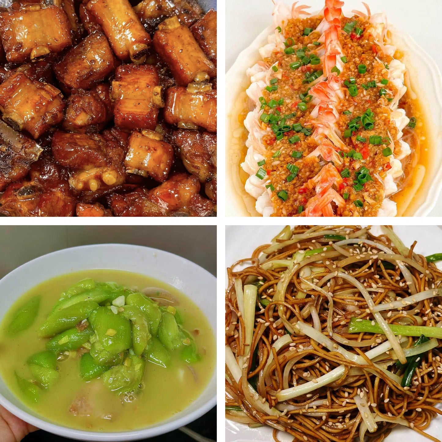 7月15日周三(B餐)家乡菜:糖醋排骨 蒜蓉粉丝蒸虾 上汤丝瓜 豉油皇炒面