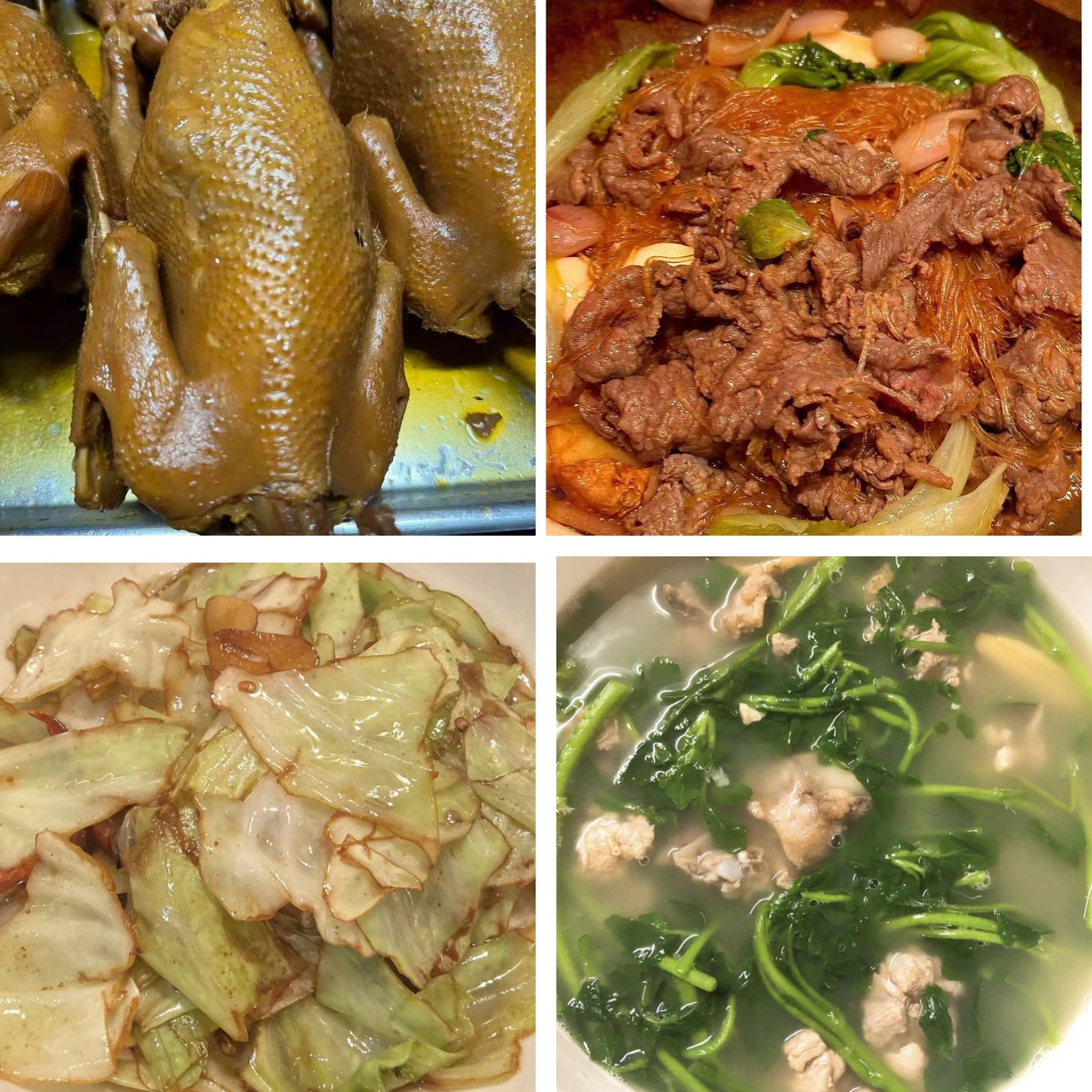 3月19日周四(B餐)家乡菜:酱香土鸡(整只) 沙茶牛肉粉丝煲 手撕包菜 龙骨西洋菜汤