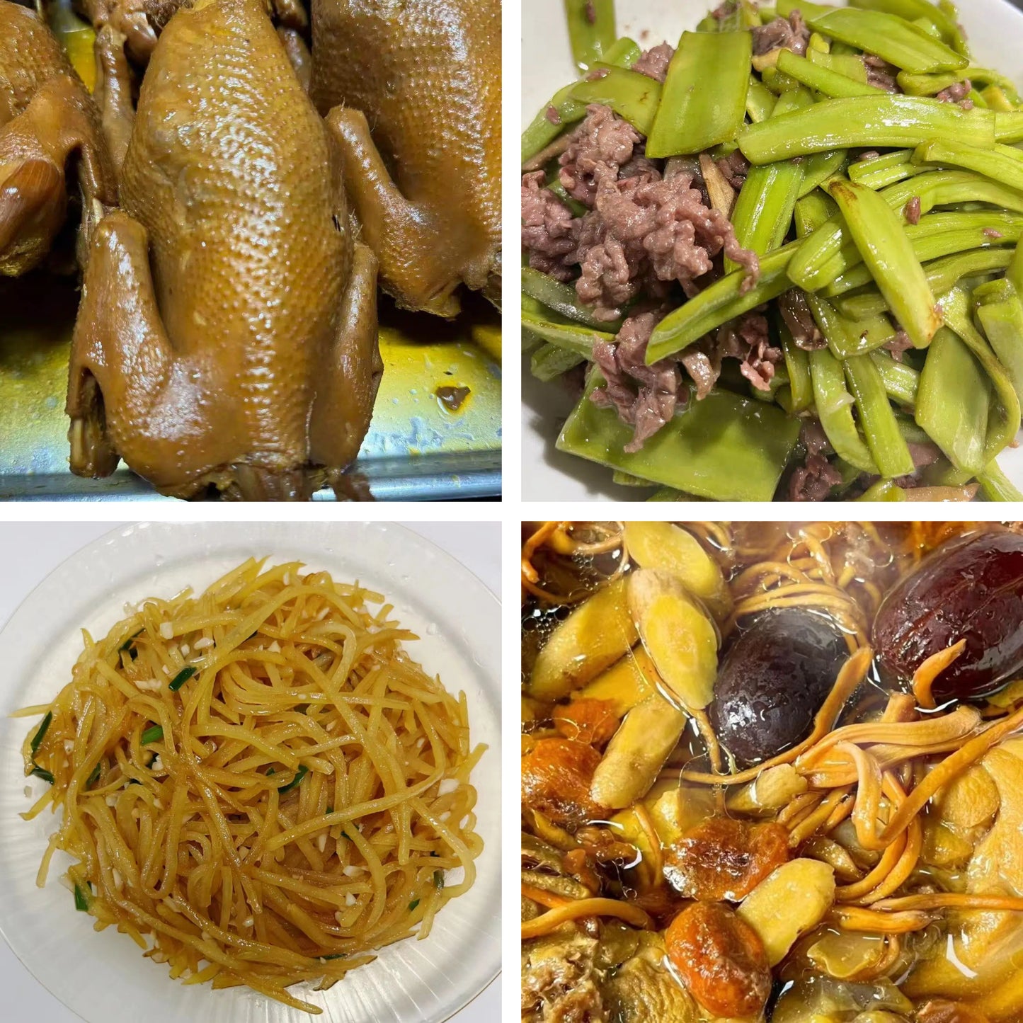 7月19日周日(B餐)家乡菜:酱香土鸡(整只) 贡菜炒牛肉 醋溜土豆丝 虫草花鸡汤