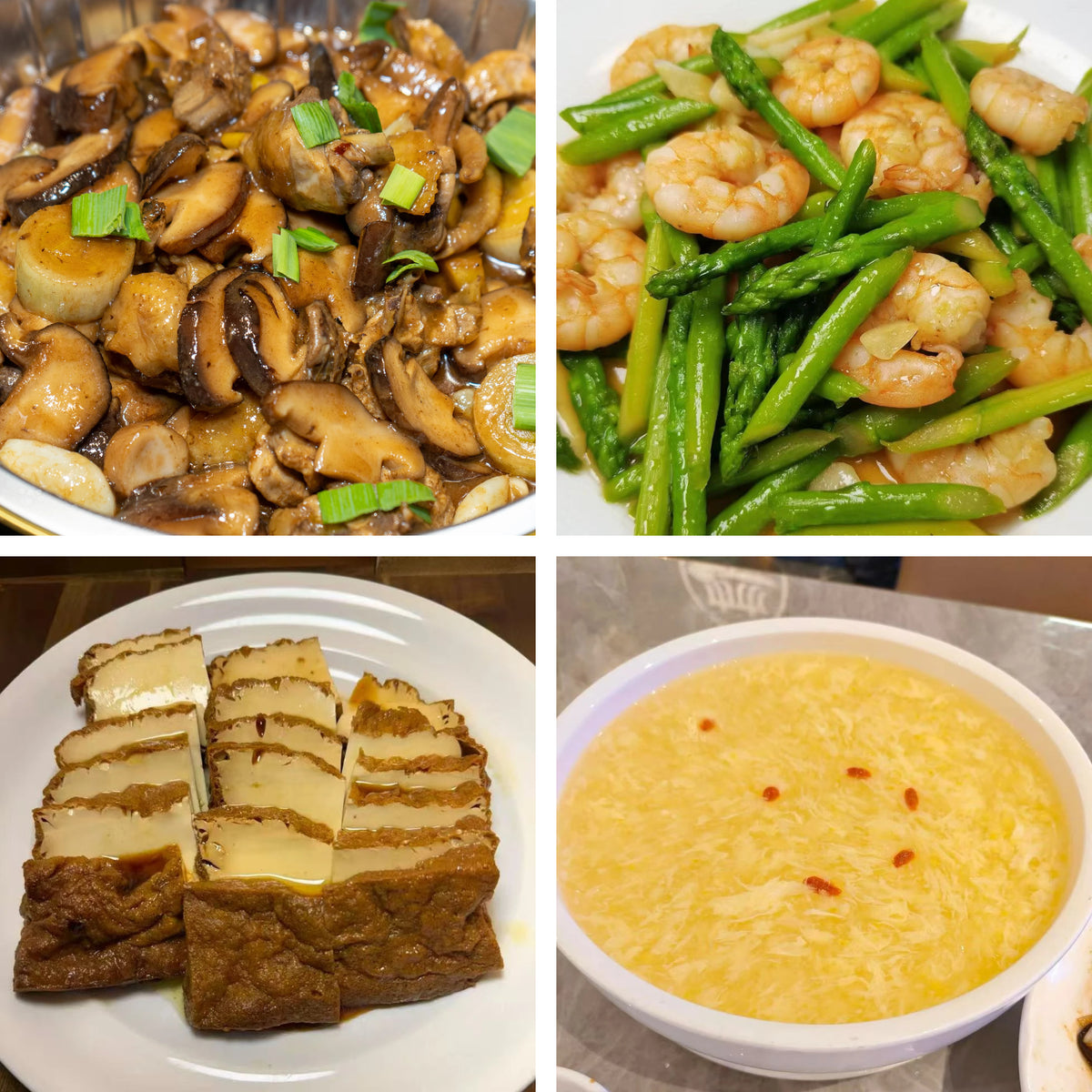10月25日周日(B餐)家乡菜:小鸡炖蘑菇 芦笋虾仁 卤水豆腐 鸡茸玉米羹