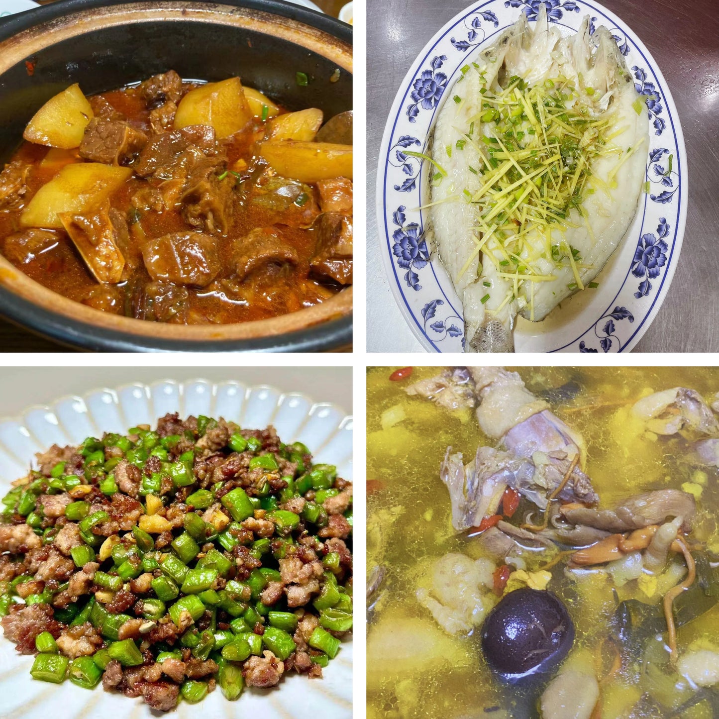 3月10日周二(B餐)家乡菜:土豆烧牛肉 湛江特色“一夜埕” 肉沫四季豆 菌菇土鸡汤