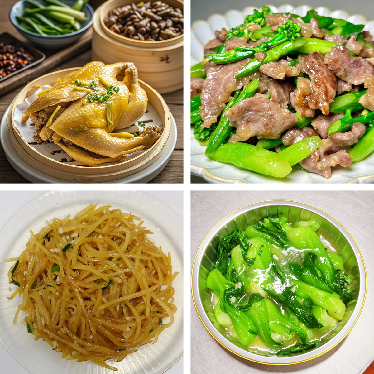 10月29日周四(B餐)家乡菜:客家咸香鸡 牛肉炒芥兰 醋溜土豆丝 清炒青江菜