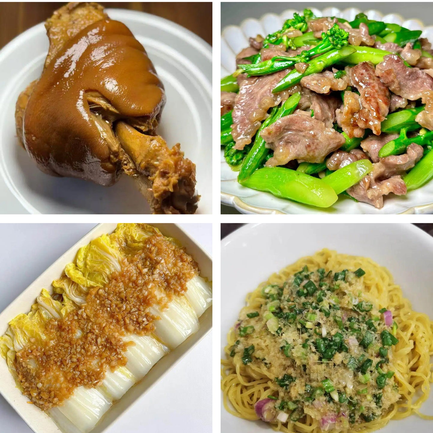 6月5日周五(B餐)家乡菜:酱香猪肘 牛肉炒芥兰 蒜蓉蒸娃娃菜 姜葱拌面