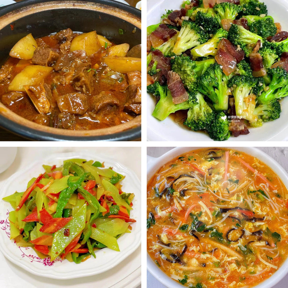 9月9日周三(B餐)家乡菜:土豆酱香牛肉 腊肠炒西兰花 莴笋炒青红椒 酸辣汤
