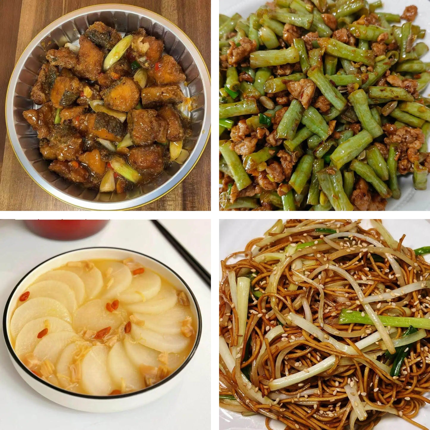 10月24日周五(B餐)家乡菜:豉油皇银鳕鱼 肉沫豆角 鸡汤萝卜 豉油皇炒面
