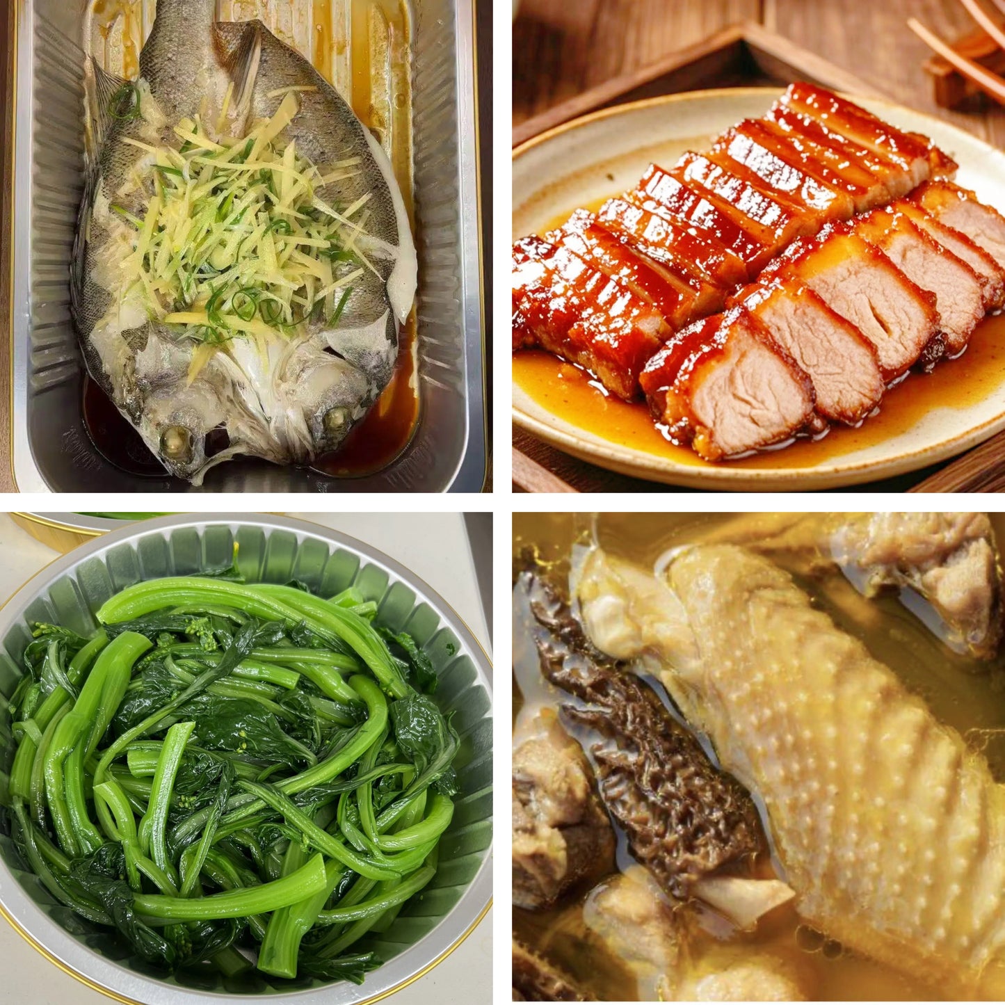 7月12日周日(B餐)家乡菜:清蒸鲈鱼 蜜汁叉烧 上汤油菜 羊肚菌炖土鸡