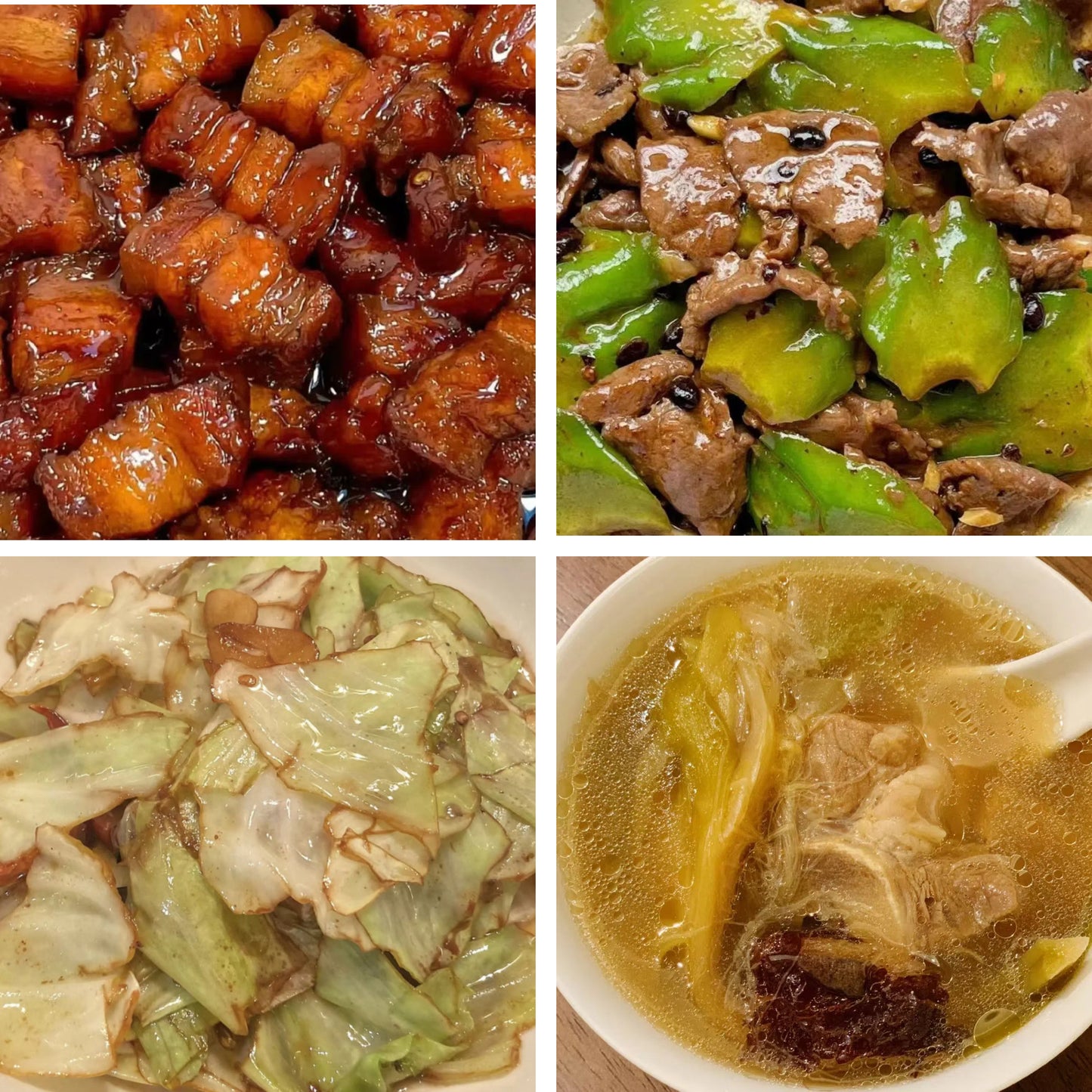 9月3日周三(B餐)家乡菜:红烧五花肉 豉汁凉瓜炒牛肉 手撕包菜 龙骨煲白菜汤