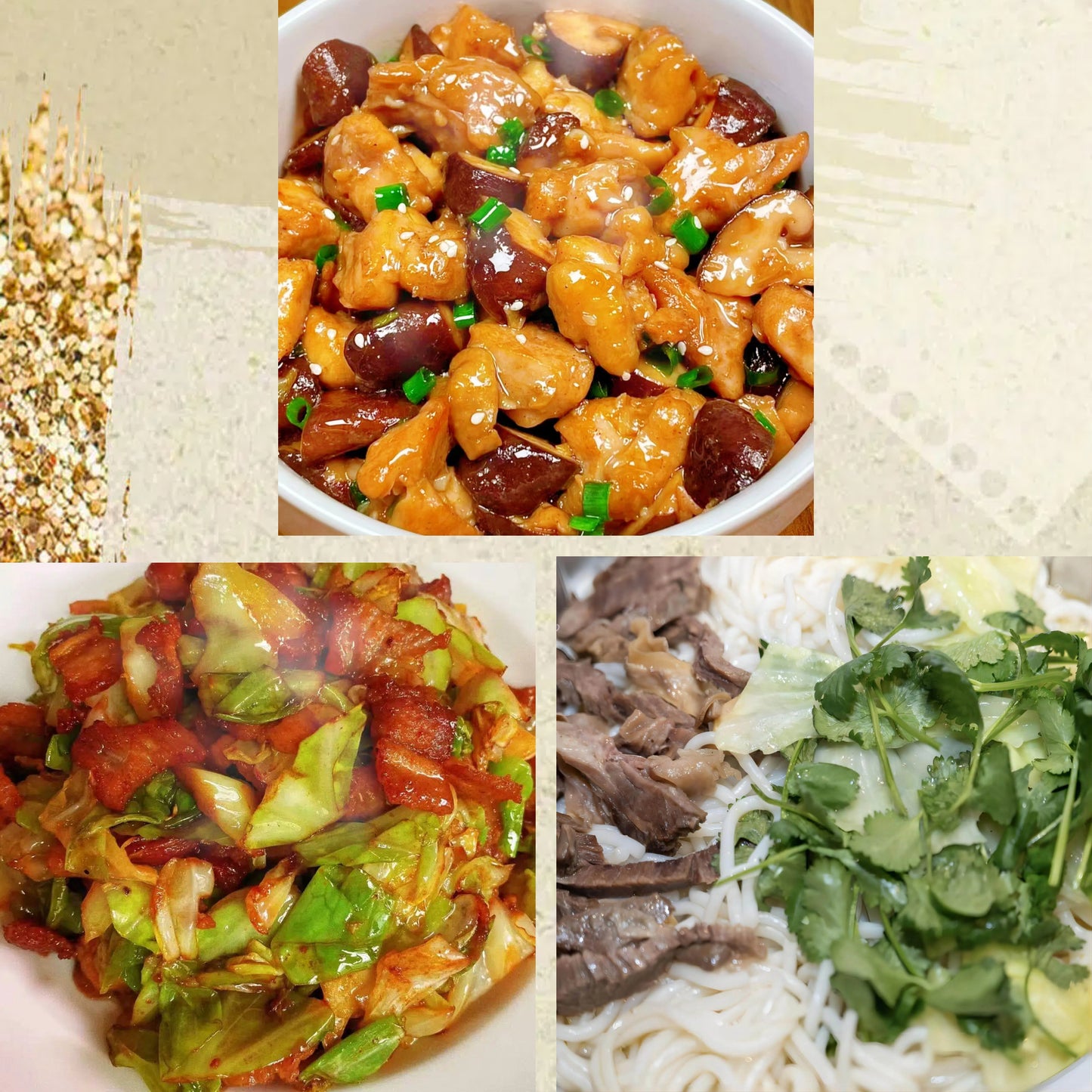 3月22日周日(C餐)精致小餐:香菇蒸滑鸡 包菜炒五花肉肉 清汤牛腩粉(2盒)