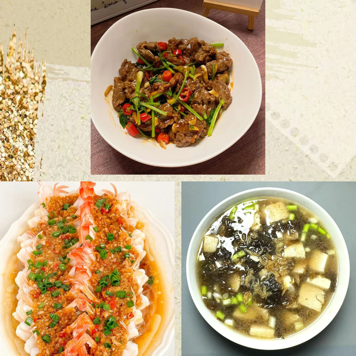 10月21日周三(C餐)精致小餐:小炒黄牛肉🌶️ 蒜蓉粉丝蒸虾 豆腐紫菜蛋花汤