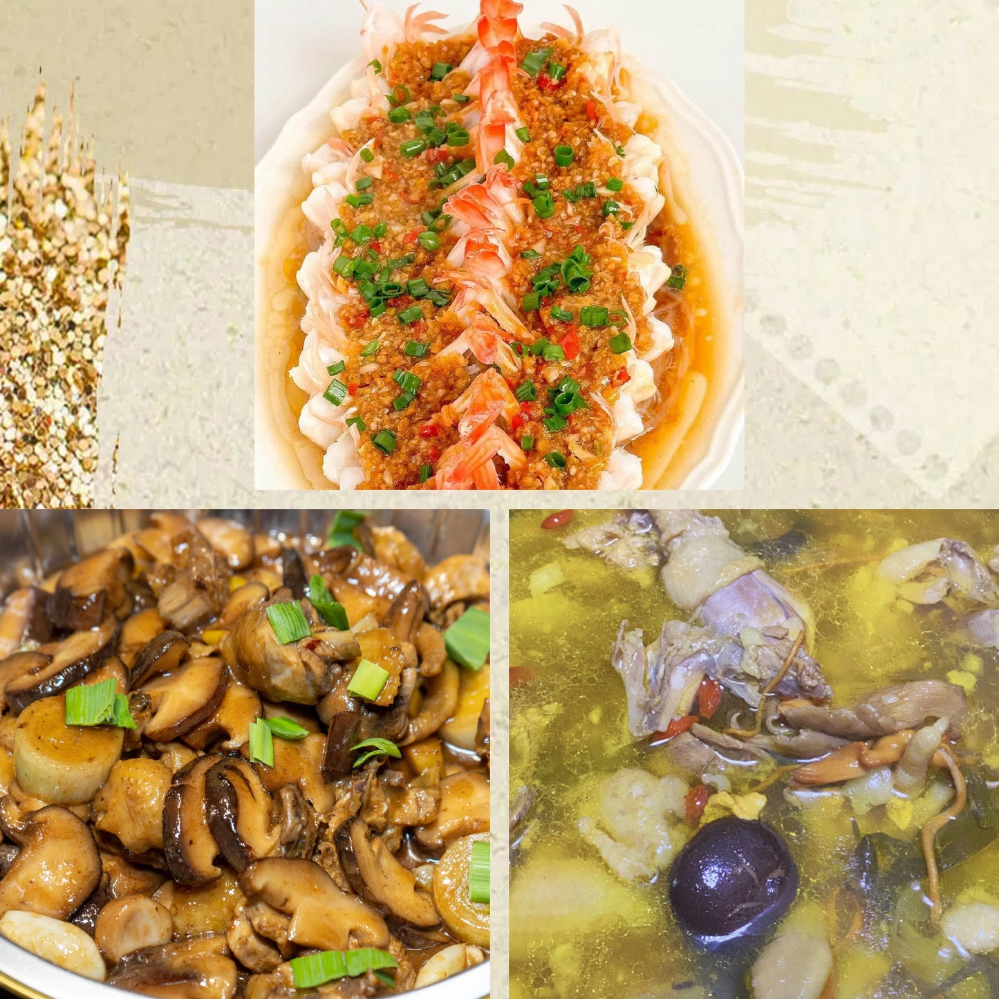 3月8日周日(C餐)精致小餐:蒜蓉蒸虾 小鸡炖蘑菇 菌菇土鸡汤