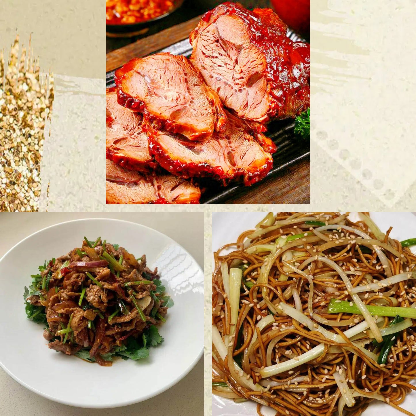 3月4日周三(C餐)精致小餐:香卤牛腱 孜然羊肉 豉油皇炒面