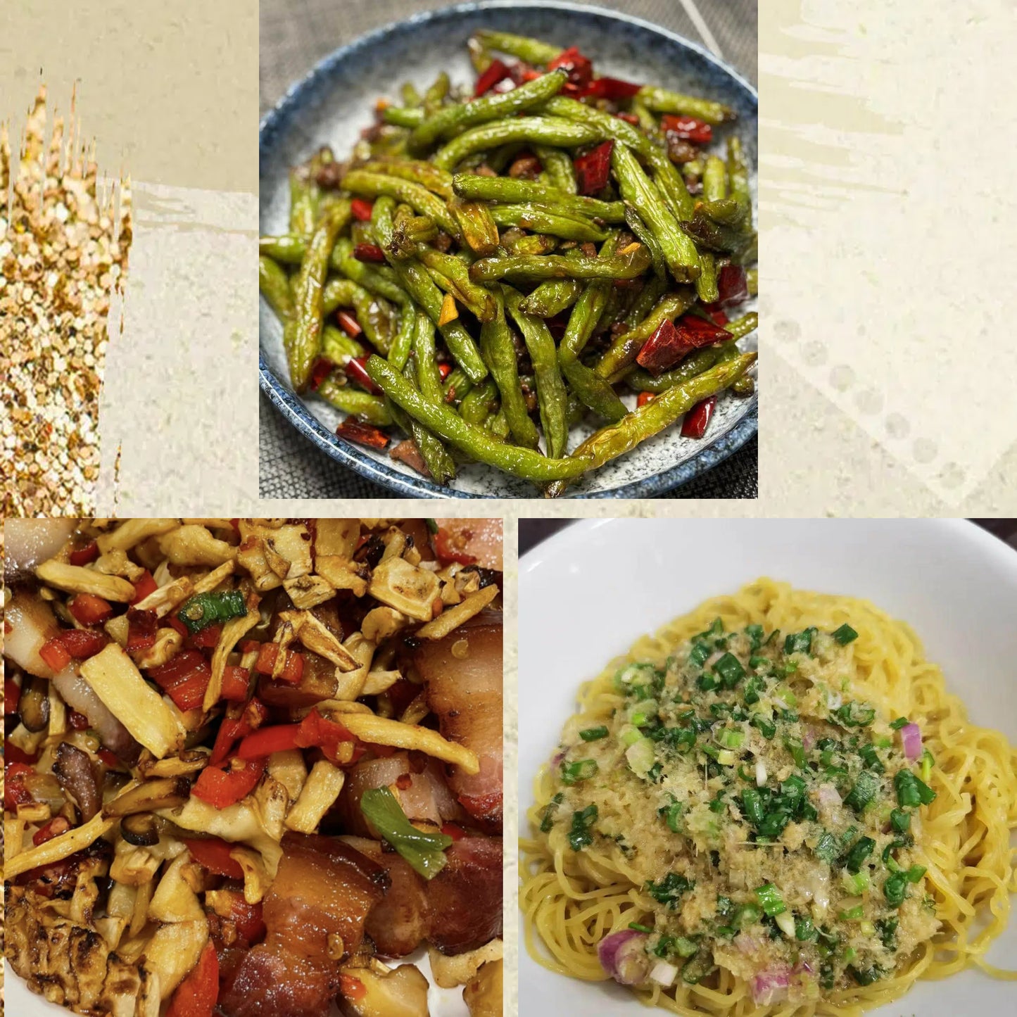 6月18日周四(C餐)精致小餐:干煸四季豆🌶️ 萝卜干炒腊肉 葱油拌面