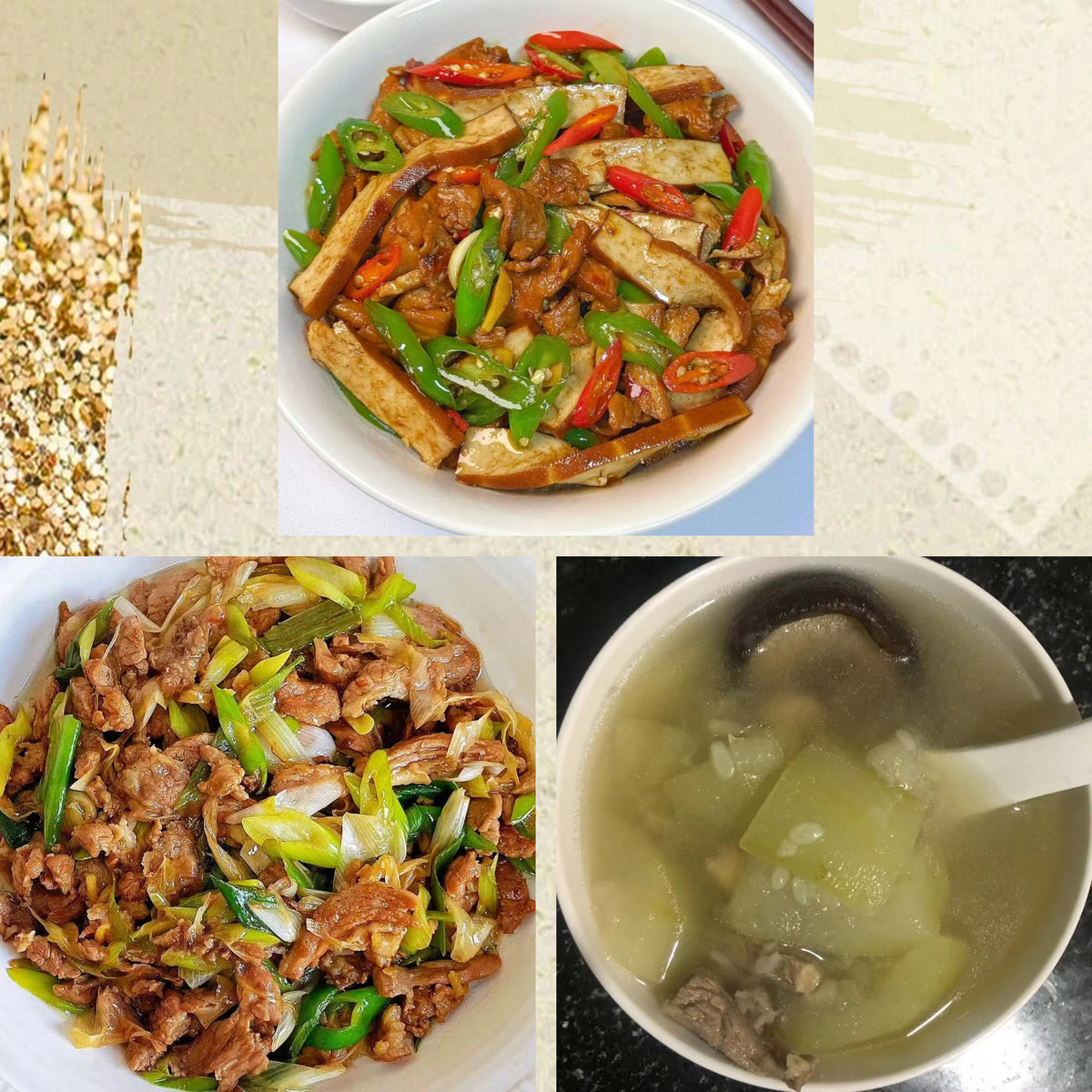 10月19日周一(C餐)精致小餐:香干炒肉🌶️ 葱爆羊肉 猪腱煲节瓜汤
