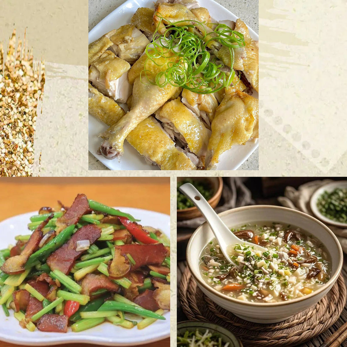 9月13日周日(C餐)精致小餐:客家咸香鸡 时蔬炒腊味 西湖牛肉羹