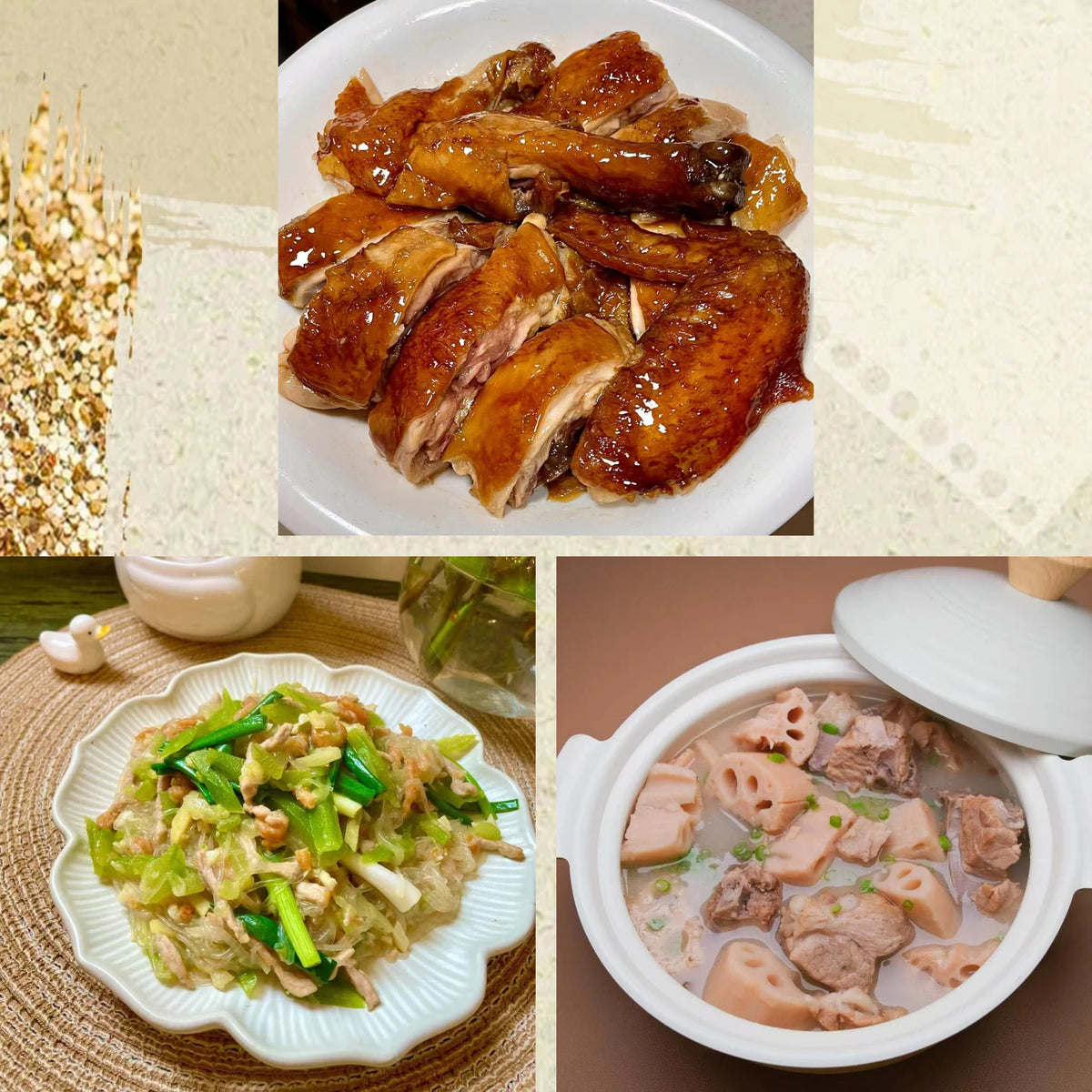 9月28日周一(D餐)精致小餐:易佰招牌豉油鸡 节瓜海米粉丝煲 莲藕排骨汤