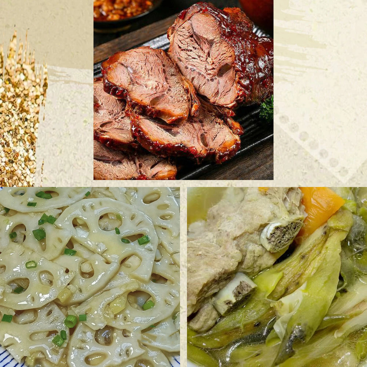 10月28日周三(D餐)精致小餐:香卤牛腱 南乳炒藕片 霸王花龙骨汤