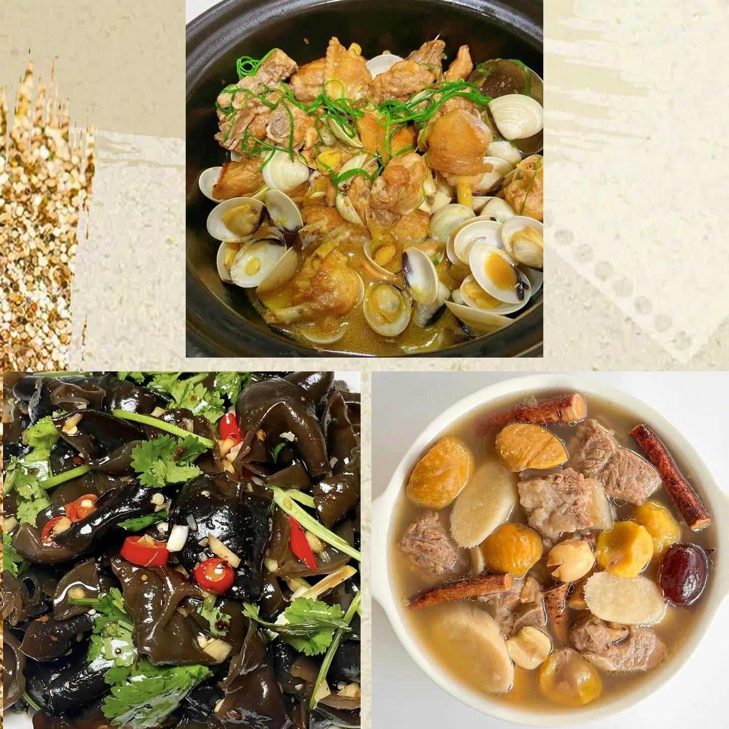 6月8日周一(D餐)精致小餐:花蛤焖鸡 凉拌云耳(微🌶️) 五指毛桃猪骨汤