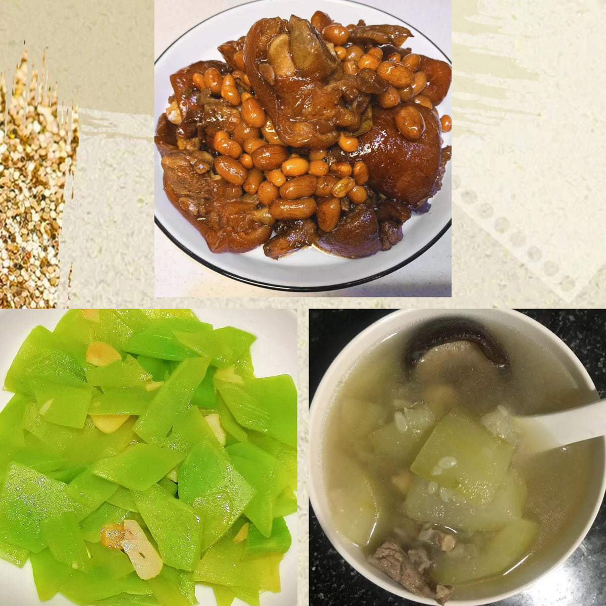 10月19日周一(D餐)精致小餐:美容猪手焖花生 清炒莴笋 猪腱煲节瓜汤