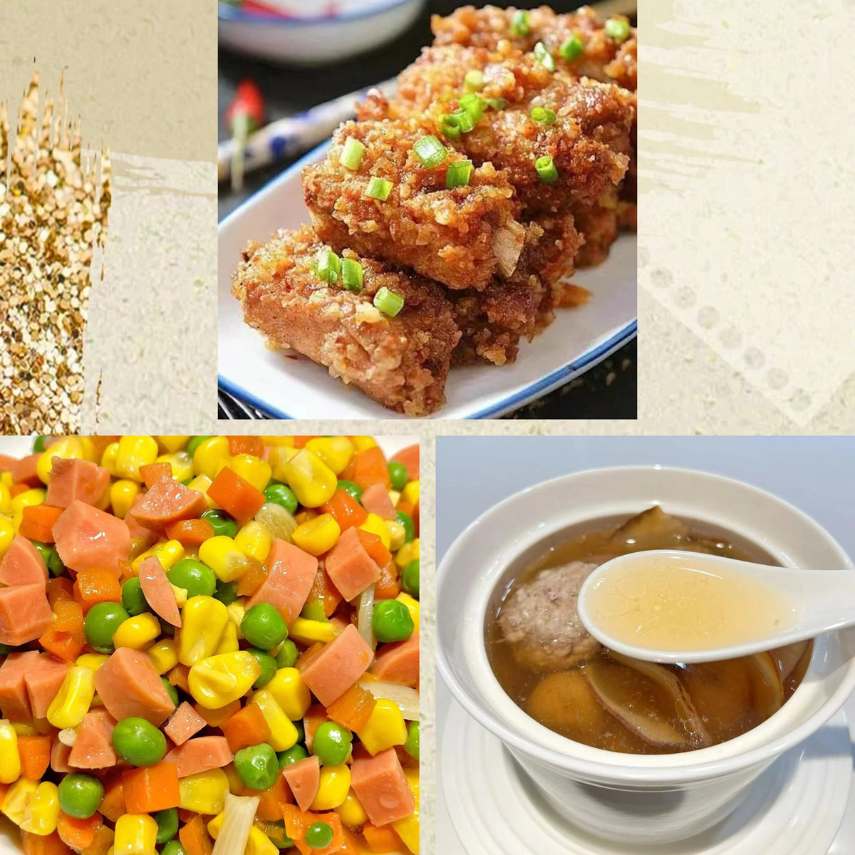 10月6日周二(D餐)精致小餐:粉蒸排骨 什锦玉米粒 雪梨干南北杏煲瘦肉汤