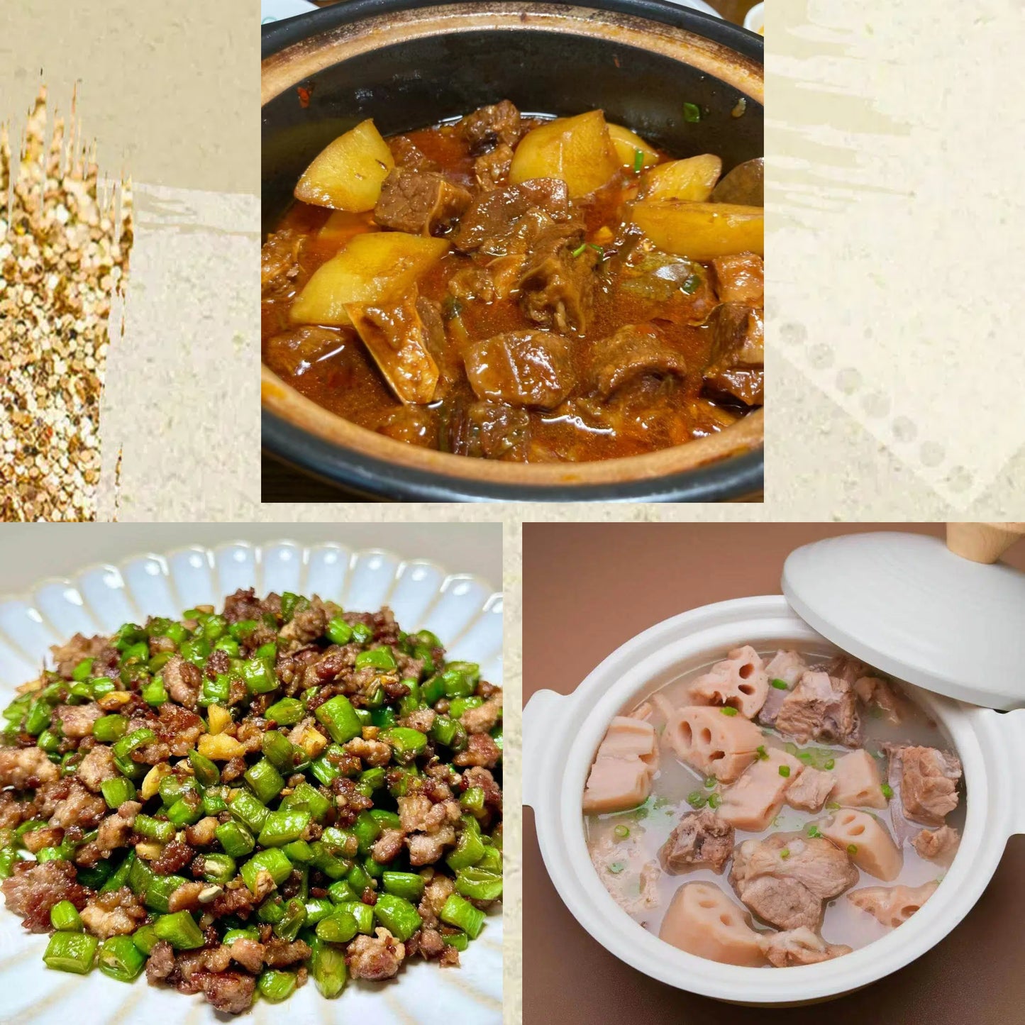 2月19日周四(D餐)精致小餐:土豆烧牛肉 肉沫四季豆 莲藕排骨汤