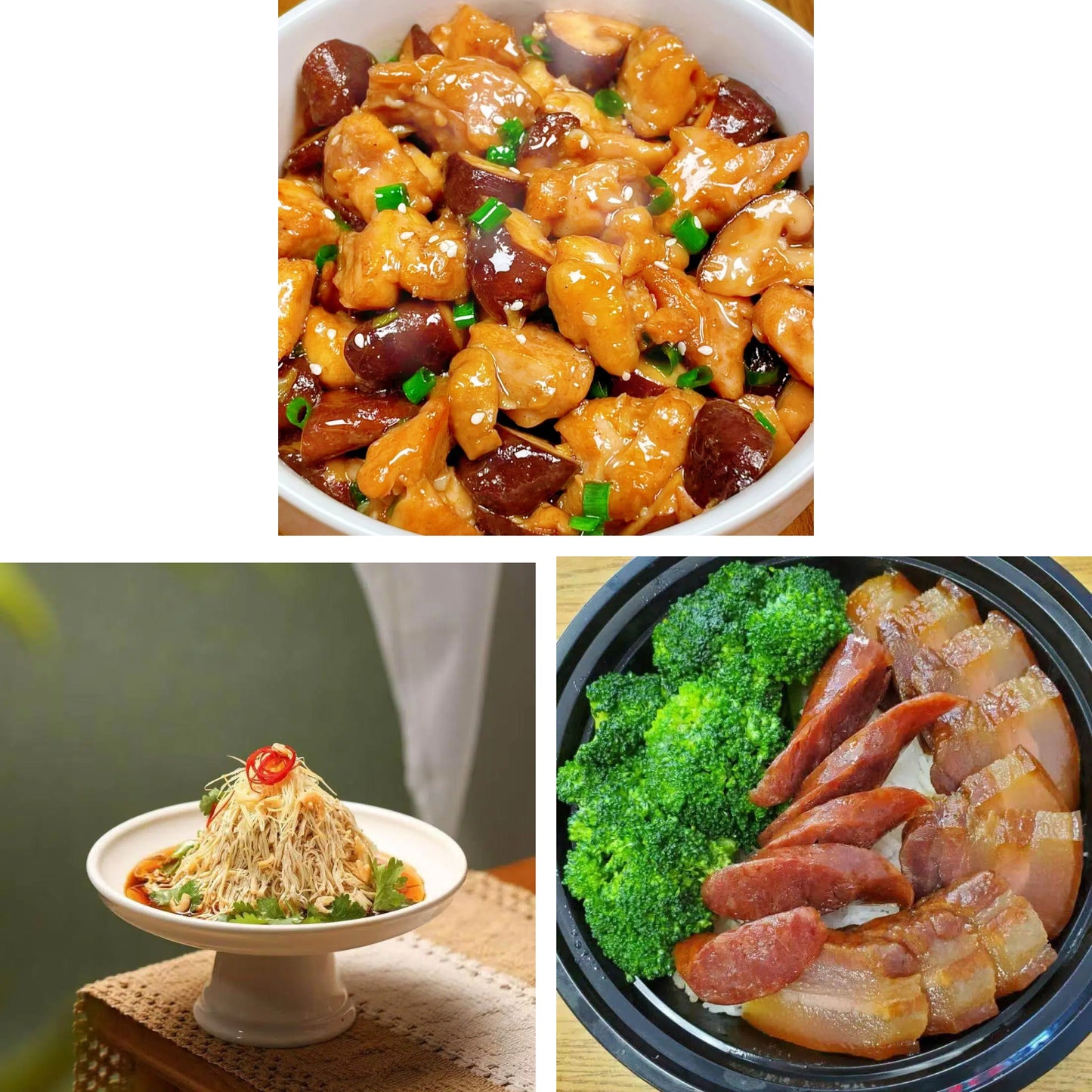 4月8日周三(D餐)精致小餐:野山菌蒸走地鸡 大煮干丝 腊味钵仔饭(2钵)