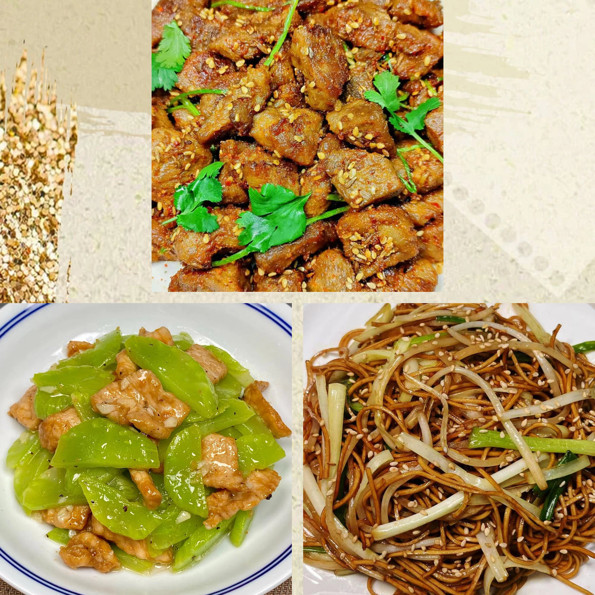 11月3日周二(D餐)精致小餐:孜然羊肉粒 莴笋炒肉片 豉油皇炒面