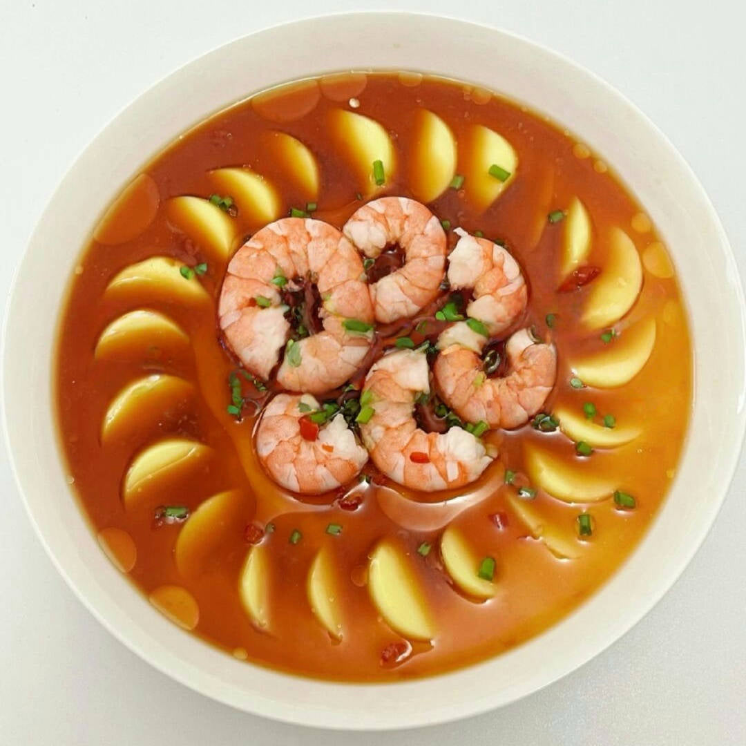 3月10日周二（F餐）精品菜：豆腐蒸大虾（当日订单满💲36即可免费配送，如果单独订此餐，需额外支付$10派送费）