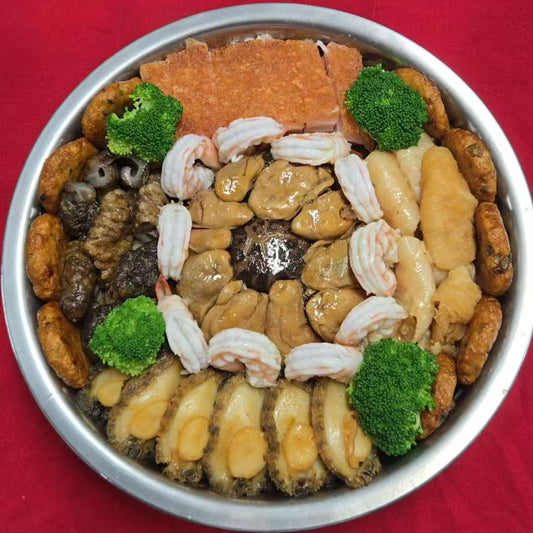 2月16日周一（C餐）除夕特餐：新春顺德盆菜（4人份）    牛气冲天（香卤牛腱）   花雕醉蟹     赠送生财（新鲜生菜）