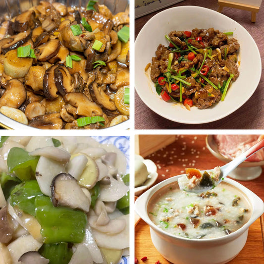 4月12日周日（A餐）无辣不欢：小鸡炖蘑菇     小炒黄牛肉🌶️    山药炒平菇     皮蛋瘦肉粥