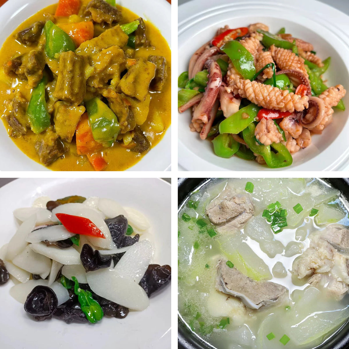 11月6日周五（A餐）无辣不欢：泰式咖喱焖牛腩🌶️     豉椒炒鱿鱼    山药炒木耳    薏米冬瓜龙骨汤