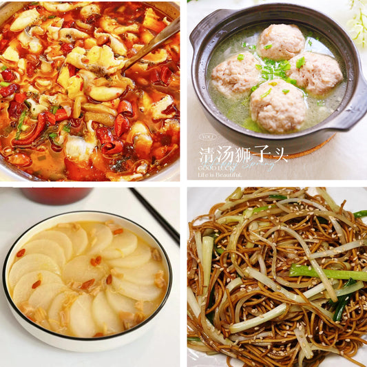 9月7日周日（A餐）无辣不欢：豆花鱼片🌶️    清汤狮子头    鸡汤萝卜    豉油皇炒面