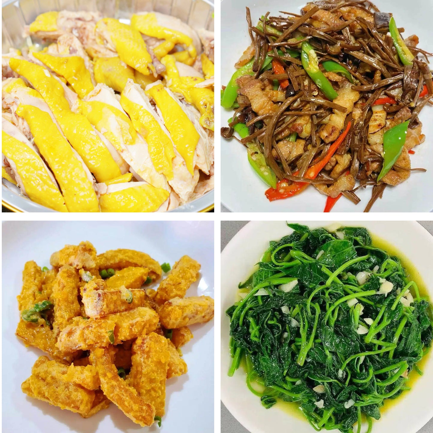 6月25日周四（A餐）无辣不欢：广东白切鸡     茶树菇小炒肉🌶️    金沙南瓜     上汤番薯叶
