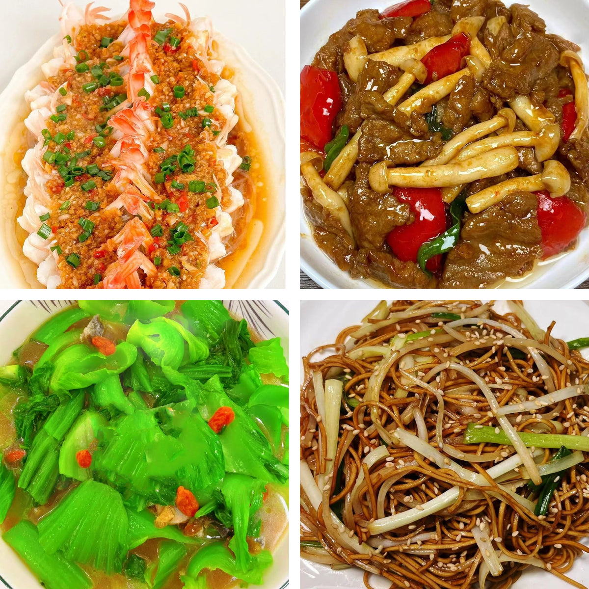 10月4日周日（A餐）无辣不欢：蒜蓉粉丝蒸开边虾    鸡腿菇炒牛肉    上汤煲淋大芥菜    豉油皇炒面