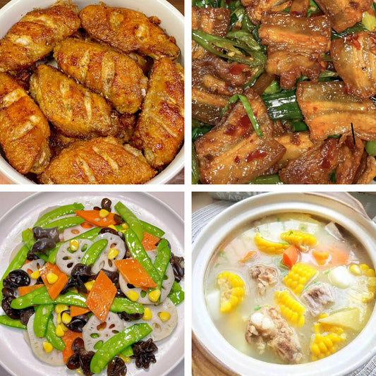 2月8日周日（A餐）无辣不欢：椒盐鸡翅     川式回锅肉🌶️     荷塘小炒     玉米萝卜排骨汤