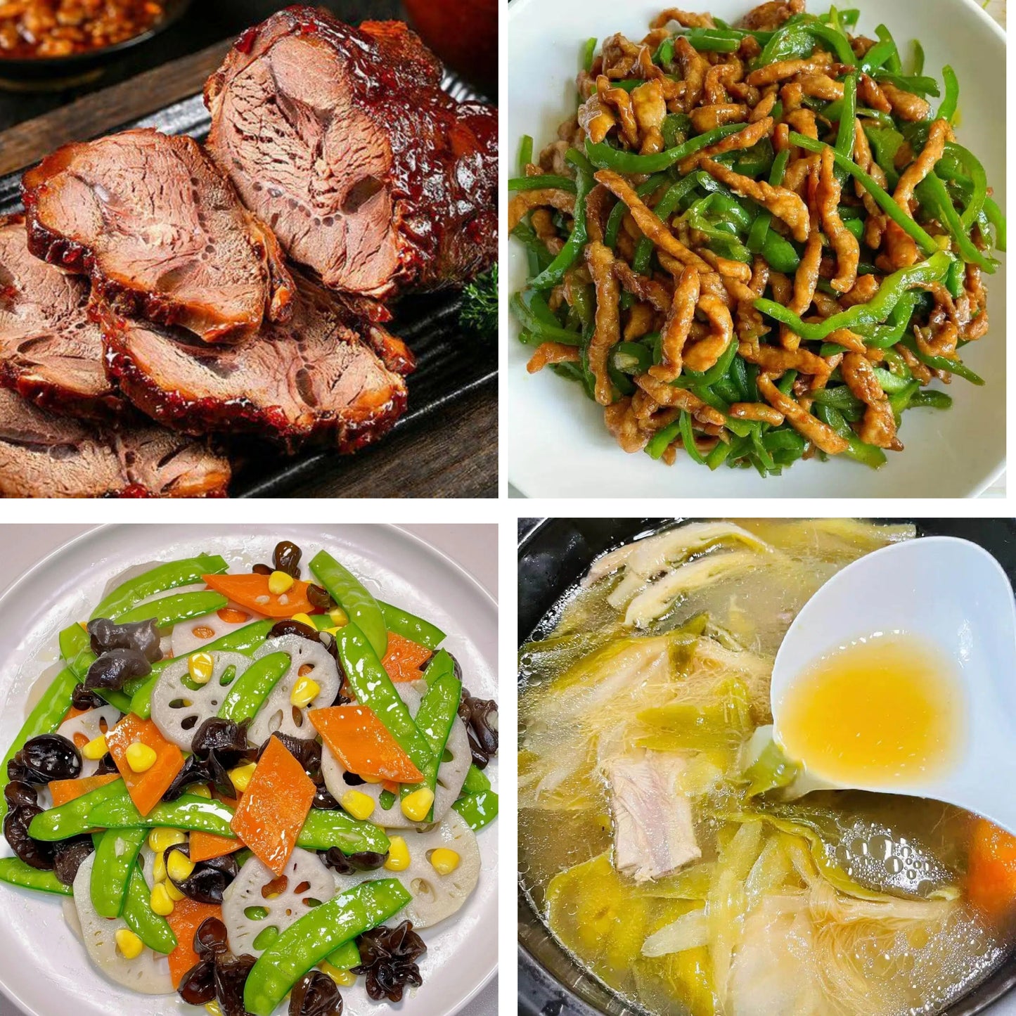 3月17日周二（A餐）无辣不欢：香卤牛腱    尖椒肉丝🌶️    荷塘小炒     霸王花龙骨汤