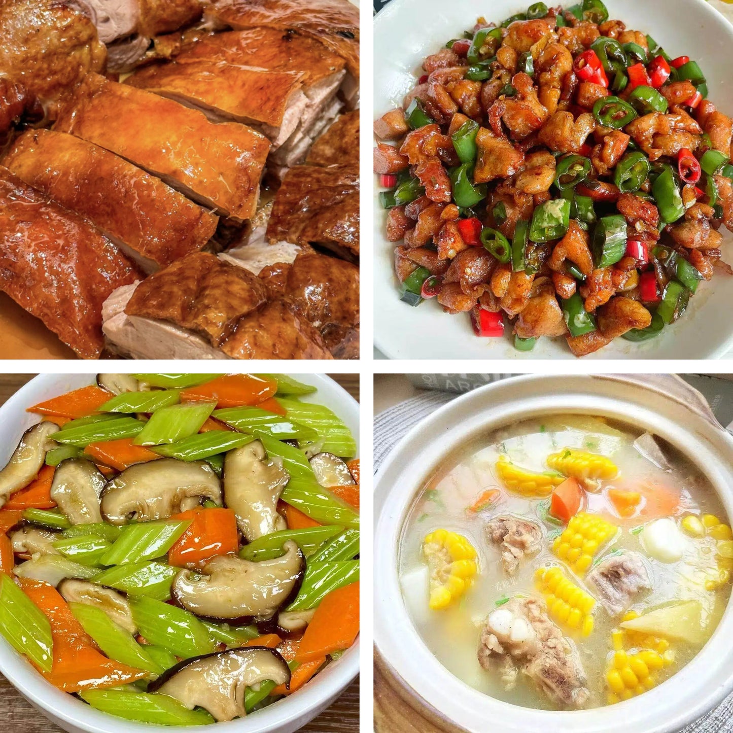 7月29日周三（A餐）无辣不欢：广东烧鸭     鲜椒辣子鸡🌶️    芹菜炒香菇     玉米红萝卜排骨汤