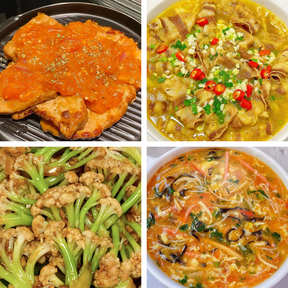 10月13日周二（A餐）无辣不欢：茄汁猪扒     金汤肥牛🌶️     蒜香散花菜     酸辣汤