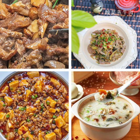 3月12日周四（A餐）无辣不欢：带皮羊腩煲     酸菜蒸牛肉     麻婆豆腐🌶️    皮蛋瘦肉粥
