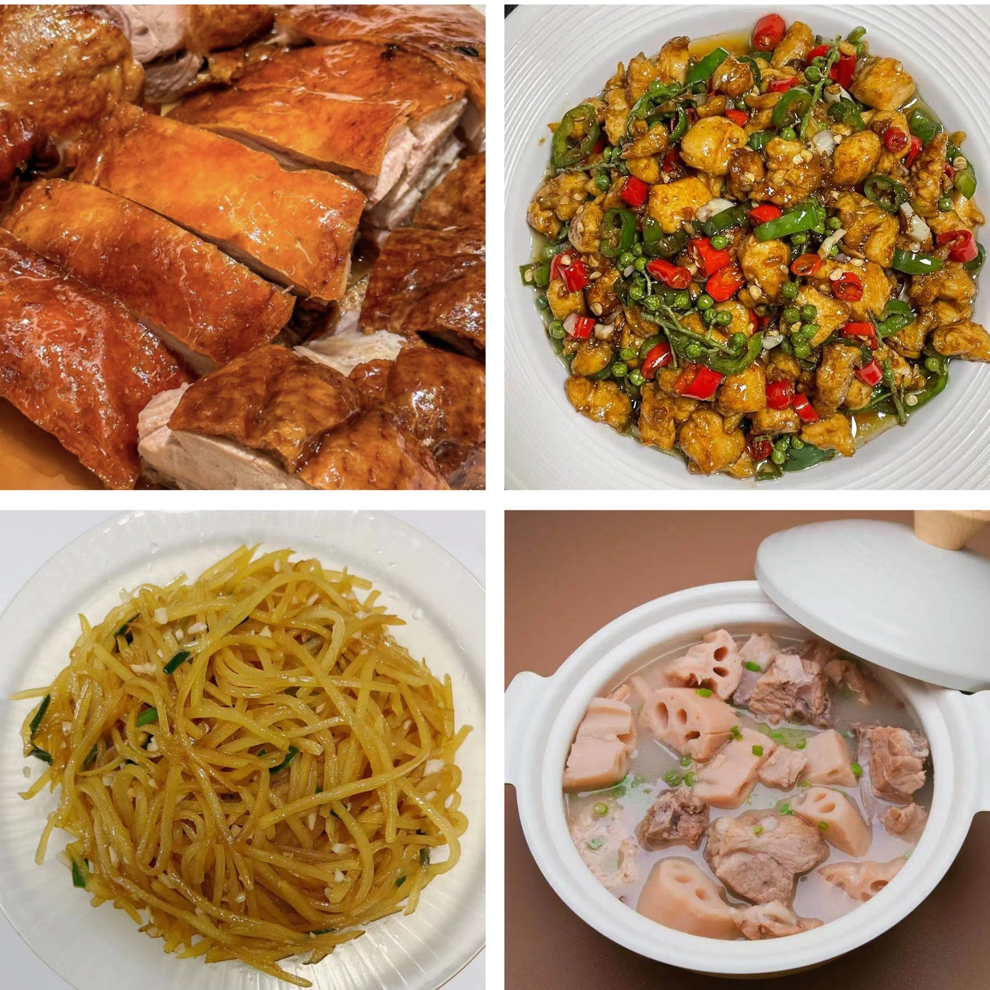 6月1日周一（A餐）无辣不欢：广东烧鸭      清椒炒鸡丁🌶️      醋溜土豆丝   莲藕排骨汤