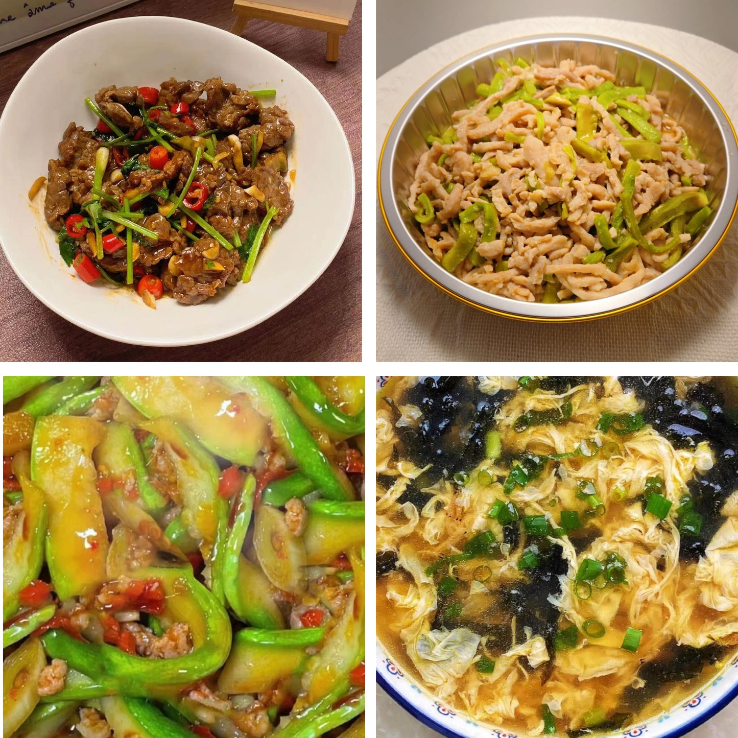 6月16日周二（A餐）无辣不欢：小炒黄牛肉🌶️   贡菜炒肉丝      肉沫西葫芦    紫菜蛋花汤
